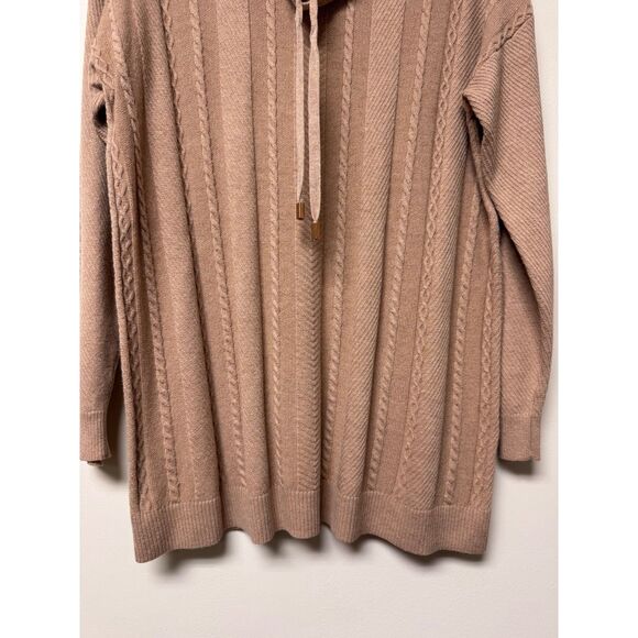 CHICO'S Zenergy Funnel Neck Cable Knit Cashmere/Cotton Blend Sweater, Sz L - Picture 3 of 8